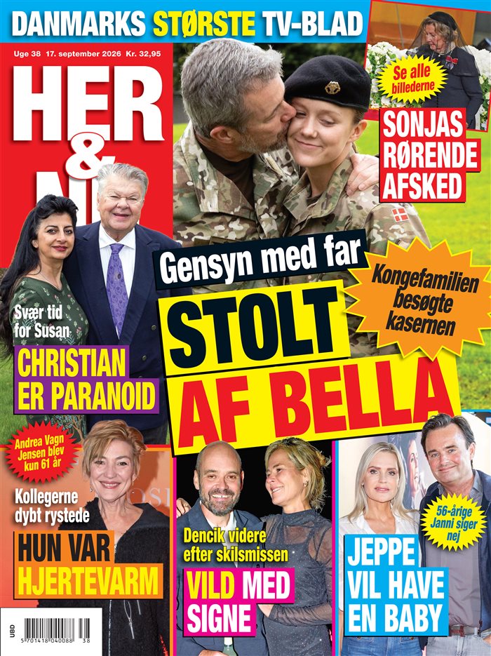 Her & Nu uge 38, 17. september 2026 – forside med kongefamiliens besøg på kasernen og Stolt af Bella