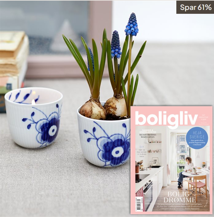 8 nr. af magasinet Boligliv & 2 fyrfadsstager fra Royal Copenhagen