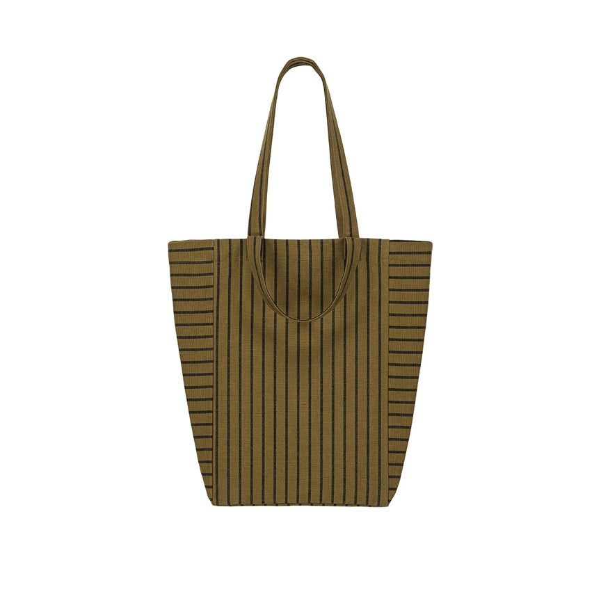 Tote Bag Elisabeth - Striber Sort &amp; Oliven – Rose in April