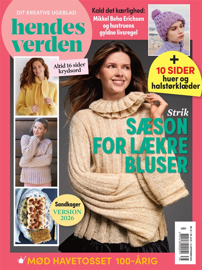 Hendes Verden nr. 38, 14. september 2026 – forside med strik: sæson for lækre bluser