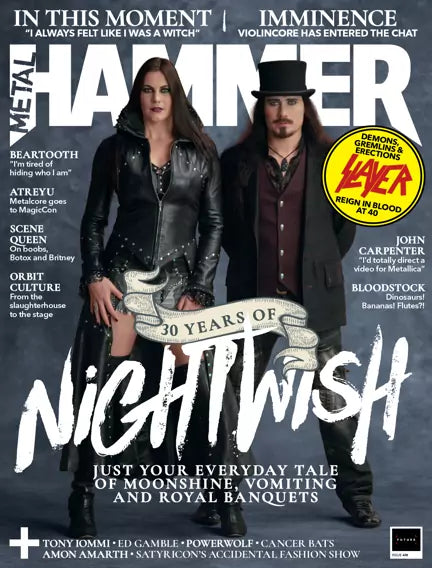 Forside af Metal Hammer med to medlemmer af Nightwish i mørkt tøj. Magasinets logo ses øverst, og »30 Years of Nightwish« står hen over forsiden.