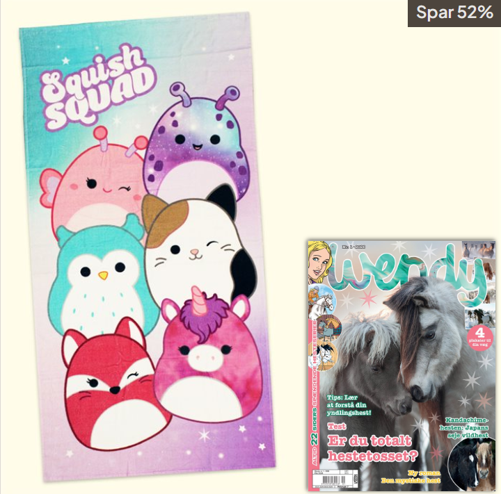 6 nr. af Wendy & Squishmallows badehåndklæde