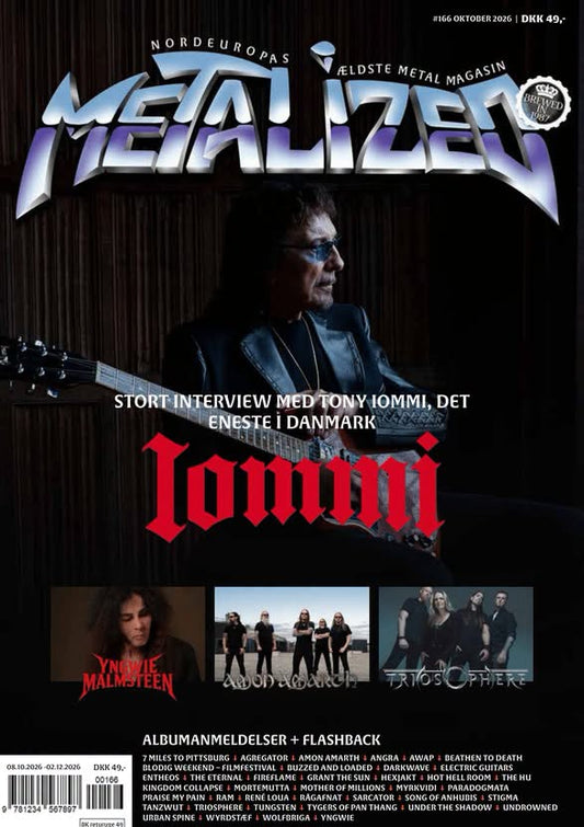 Metalized nr. 166, oktober 2026, med Tony Iommi og guitar på forsiden samt billeder af Yngwie Malmsteen, Amon Amarth og Triosphere.